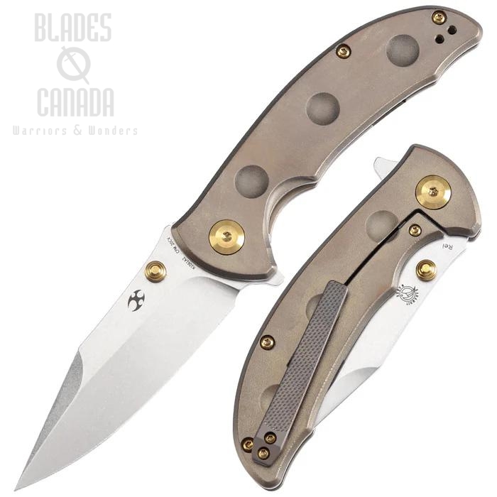 Kansept Rei Flipper Framelock Knife, CPM 20CV SW, Titanium Orange Peel Bronze, K1061A2