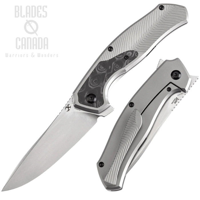 Kansept Havorn Flipper Framelock Knife, CPM S35VN SW, Titanium/Carbon Fiber Rose, K1069A2