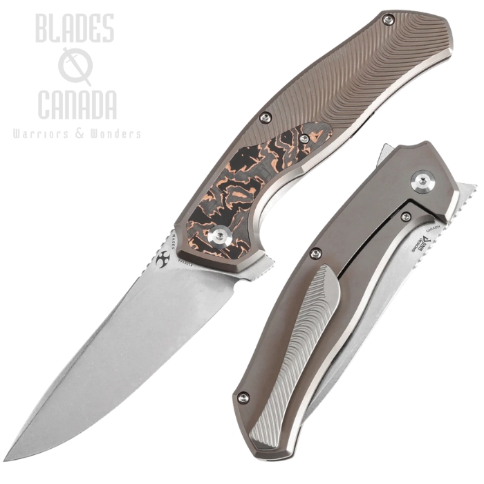 Kansept Havorn Flipper Framelock Knife, CPM S35VN SW, Titanium Bronze/Carbon Fiber Copper, K1069A4