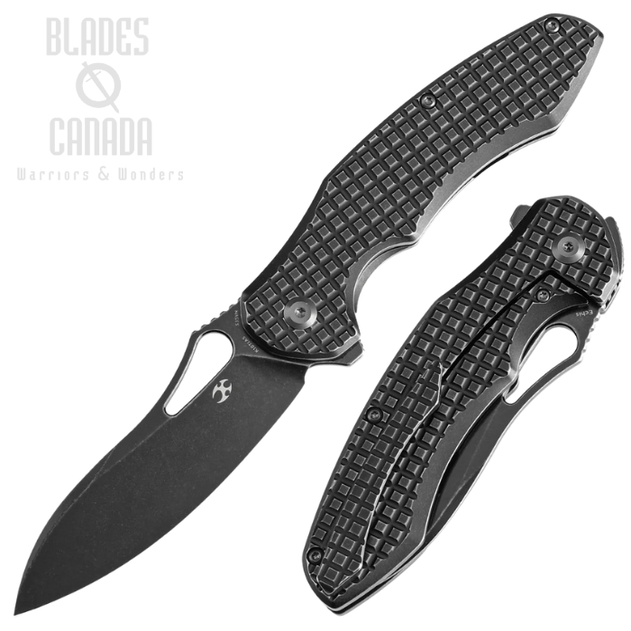 Kansept Echis Flipper Framelock Knife, CPM S35VN Black SW, Titanium Blackwash Frag, K1071A5