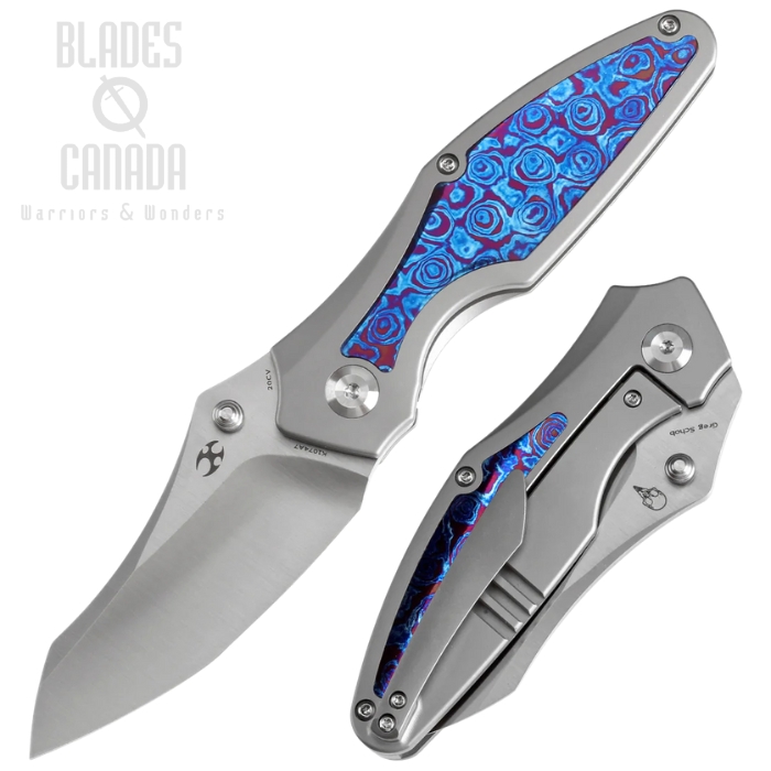 Kansept Baba Yaga Framelock Knife, CPM 20CV Satin, Titanium/Timascus, K1074A7