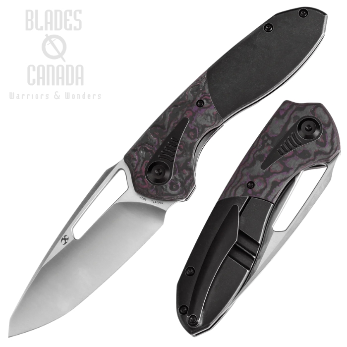 Kansept Thoth Folding Knife, CPM 20CV Satin, Titanium Blackwash/Carbon Fiber Purple Haze, K1075T1