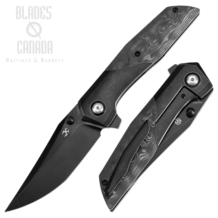 Kansept Deadite Flipper Framelock Knife, S35VN Black, Titanium Black/Carbon Fiber Rose, K1081A6