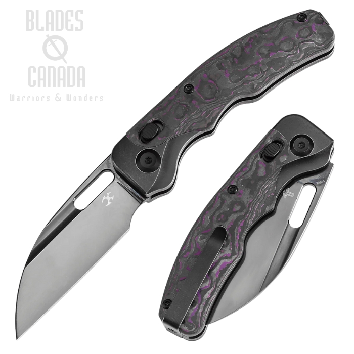 Kansept Vivid Crossbar Lock Folding Knife, S35VN DLC Mirror, Titanium Blackwash/Fatcarbon Purple Haze, K1094V4