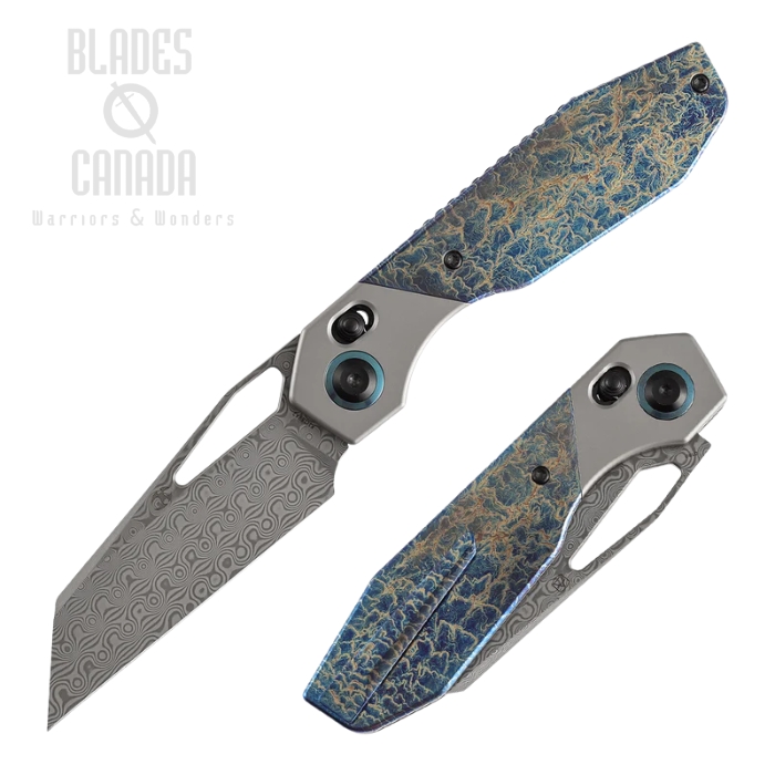 Kansept Qtro Crossbar Lock Folding Knife, Damascus, Titanium SW Lightning Strike, K1118VA2 (image for) Kansept Qtro Crossbar Lock Folding Knife, Damascus, Titanium SW Lightning Strike, K1118VA2