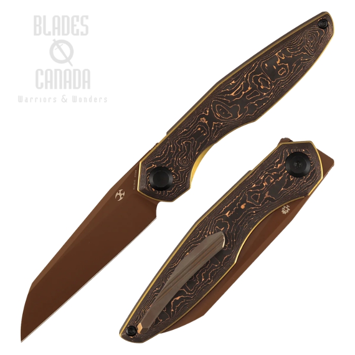 Kansept Halide Flipper Folding Knife, S35VN Rose Gold, Carbon Fiber Copper, K1136A5 (image for) Kansept Halide Flipper Folding Knife, S35VN Rose Gold, Carbon Fiber Copper, K1136A5