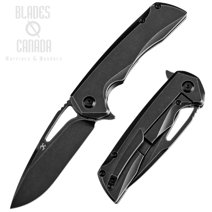 Kansept Mini Kryo Flipper Framelock Knife, CPM S35VN Blackwash, Titanium Blackwash, K2001S1