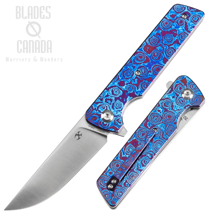 Kansept Anomaly Flipper Folding Knife, CPM S35VN Satin, Timascus Handle, K2038A7