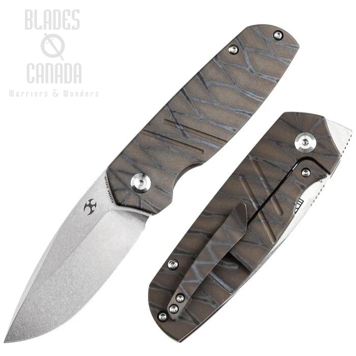 Kansept Turaco Flipper Framelock Knife, CPM S35VN SW, Titanium Tiger Stripe Flamed, K2049A4