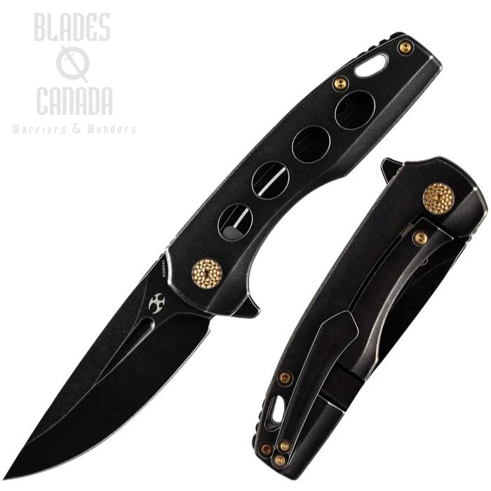 Kansept Cassowary Flipper Framelock Knife, CPM S35VN Black, Titanium Black, K2065A1