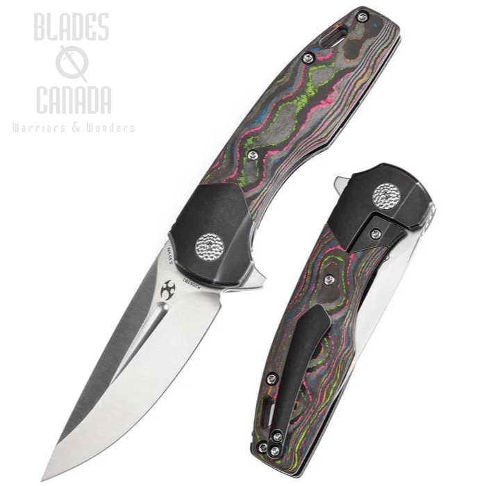 Kansept Cassowary Flipper Framelock Knife, CPM S35VN Satin, Titanium Black SW/Carbon Fiber, K2065B1