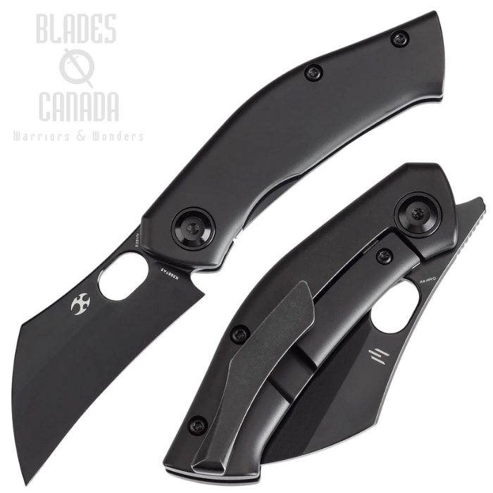 Kansept Osprey Flipper Framelock Knife, CPM S35VN Black, Titanium Black, K2087A3