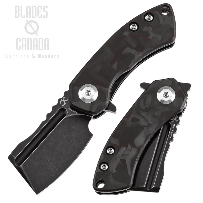 Kansept Mini Korvid Flipper Folding Knife, CPM S35VN Black SW, Carbon Fiber Black/Red, K3030A13