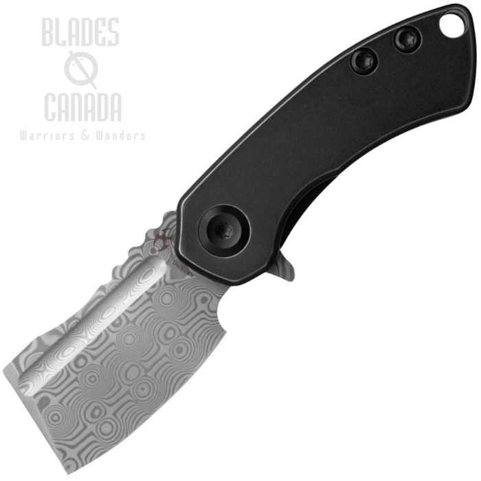 Kansept Mini Korvid Flipper Frame Lock Knife, Damascus, Titanium Black, K3030H1 (image for) Kansept Mini Korvid Flipper Frame Lock Knife, Damascus, Titanium Black, K3030H1
