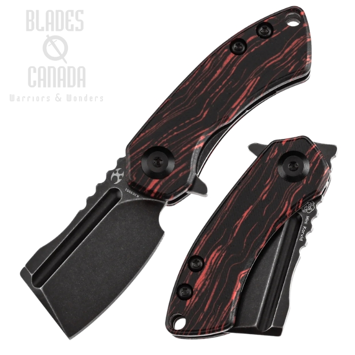 Kansept Mini Korvid Flipper Folding Knife, CPM S35VN black, G-Mascus Red/Black, K3030S1