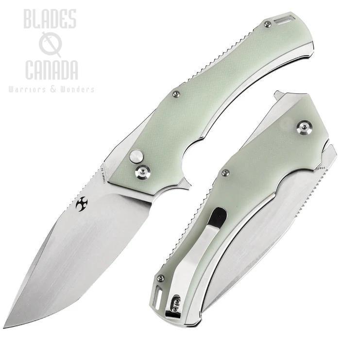 Kansept Hellx Flipper Button Lock Knife, D2 SW, G10 Jade, T1008F5