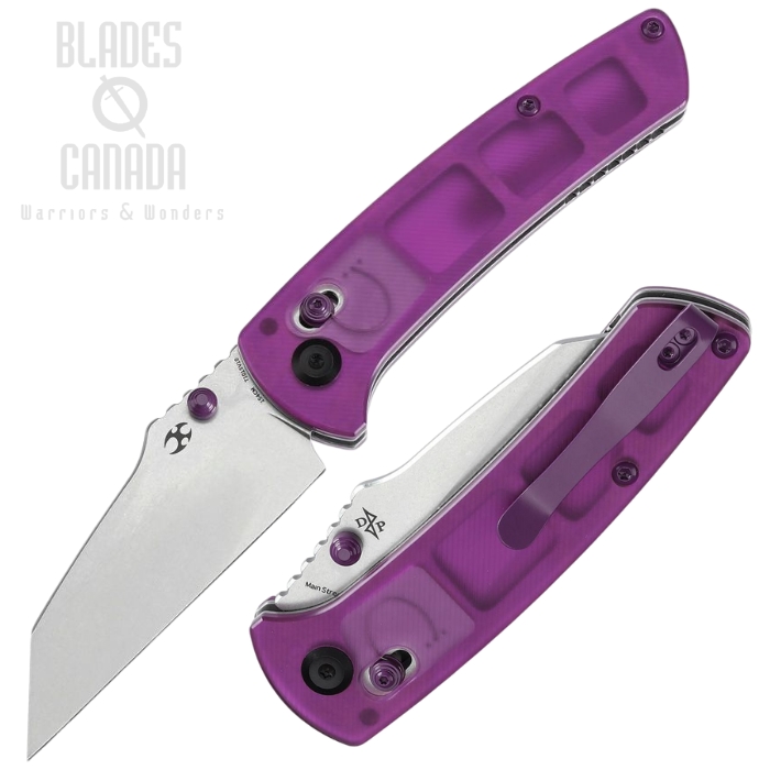 Kansept Main Street Crossbar Lock Folding Knife, 154CM SW, Purple Acrylic Handle, T1015V10