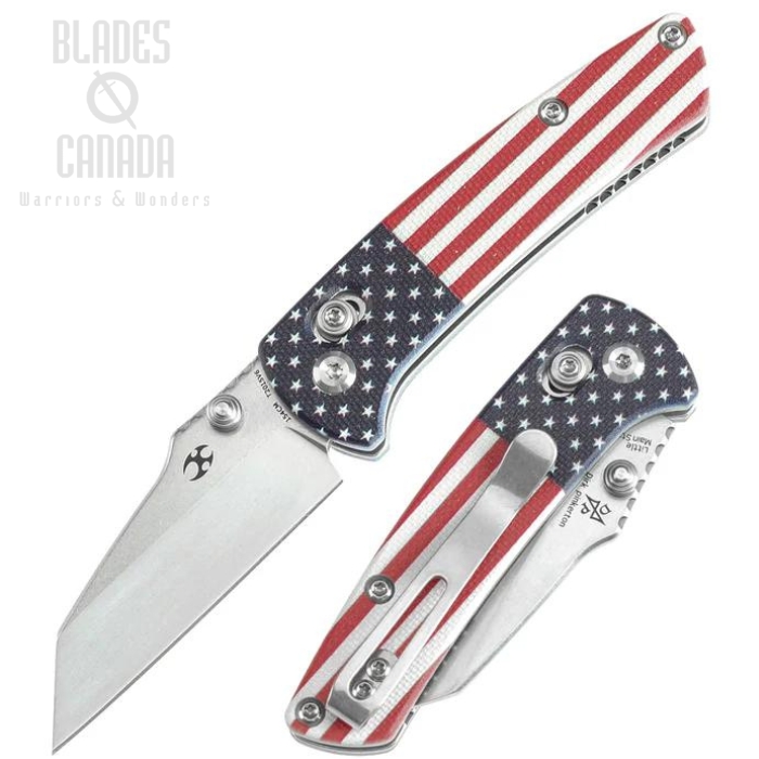 Kansept Little Main Street Folding Knife, 154CM Stonewash, G10 American Flag, T2015V6