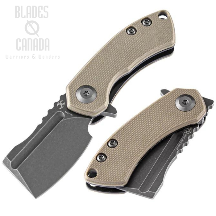 Kansept Mini Korvid Flipper Folding Knife, 154CM Grey, G10 Sand, T3030A2