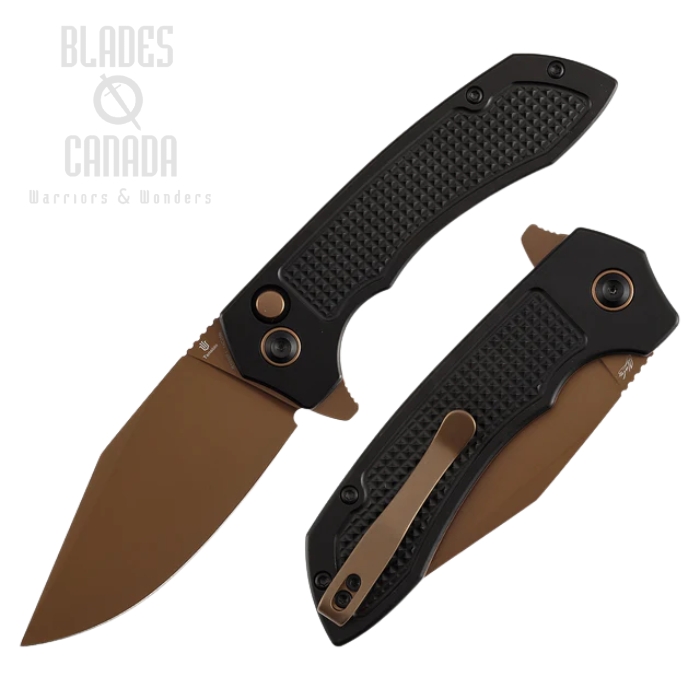 Tenable Entity Button Lock Folding Knife, 14C28N Rose Gold, Aluminum Black, B1036F1 (image for) Tenable Entity Button Lock Folding Knife, 14C28N Rose Gold, Aluminum Black, B1036F1