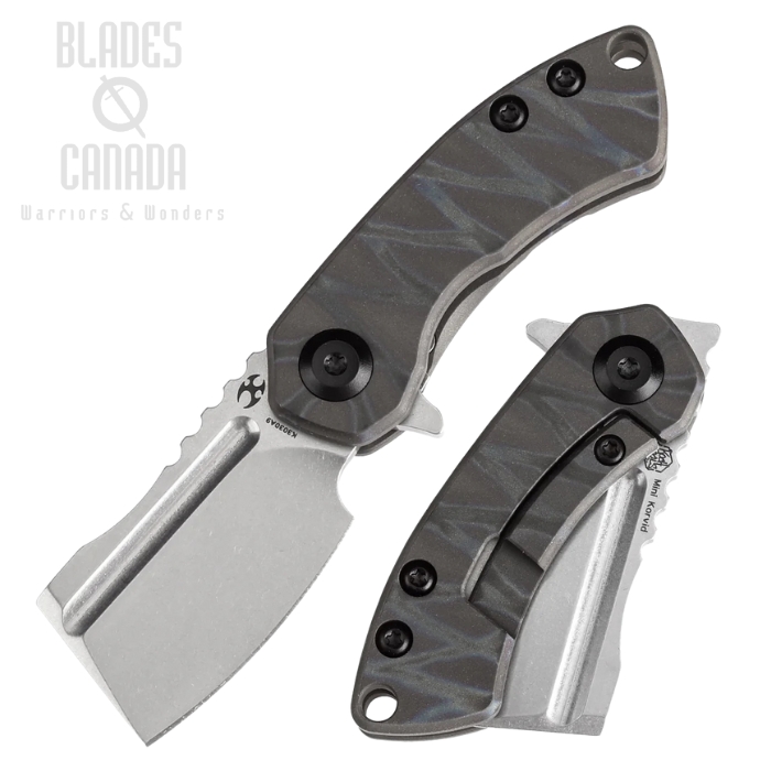 Kansept Mini Korvid Flipper Framelock Knife, CPM S35VN, Titanium Tiger Stripe, K3030A9