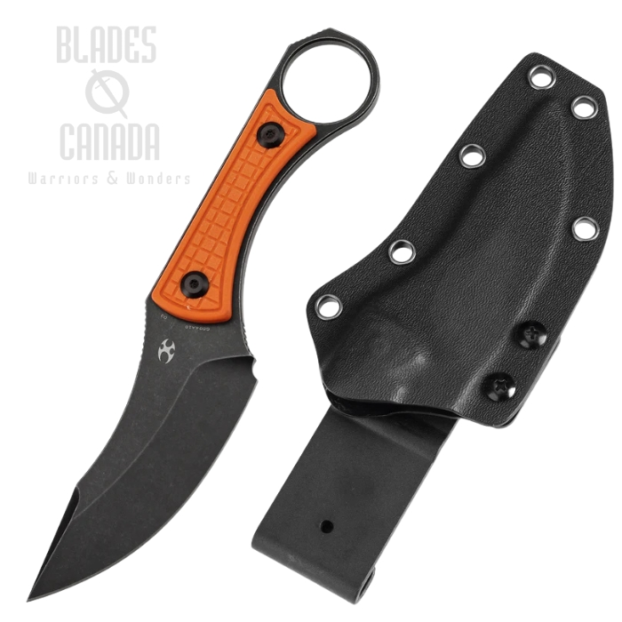 Kansept Niko Fixed Blade Knife, D2 Blackwash, G10 Black Orange, Kydex Sheath, G004A10 Kansept Niko Fixed Blade Knife, D2 Blackwash, G10 Black Orange, Kydex Sheath, G004A10
