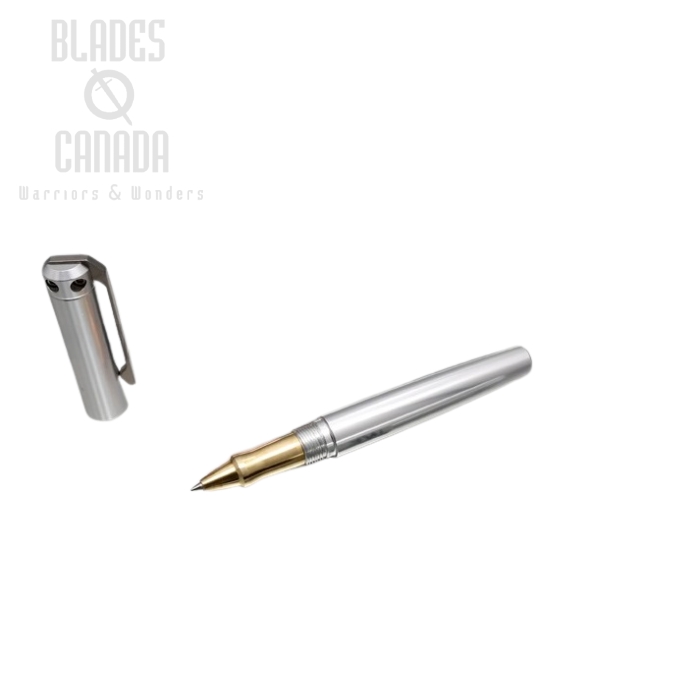 Karas Kustoms Ink Rollerball Aluminum - Silver Body/Brass Grip (image for) Karas Kustoms Ink Rollerball Aluminum - Silver Body/Brass Grip