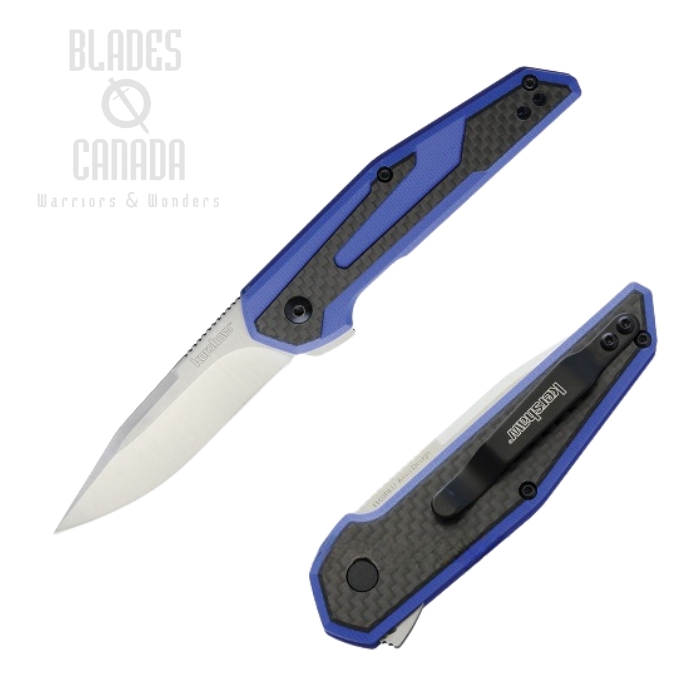 Kershaw Fraxion Flipper Folding Knife, G10 Blue/Carbon Fiber, 1160BLU (image for) Kershaw Fraxion Flipper Folding Knife, G10 Blue/Carbon Fiber, 1160BLU