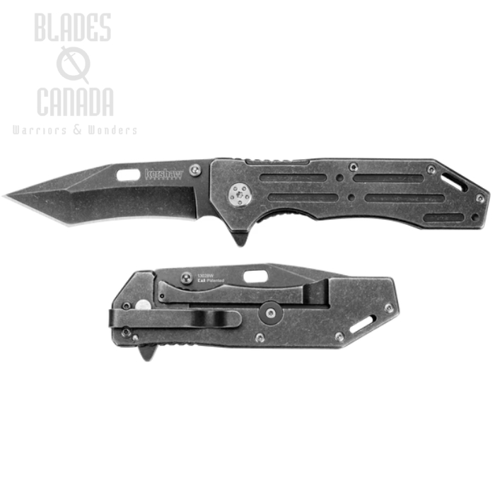 Kershaw Lifter Flipper Framelock Knife, BlackWash Steel, 1302BWX