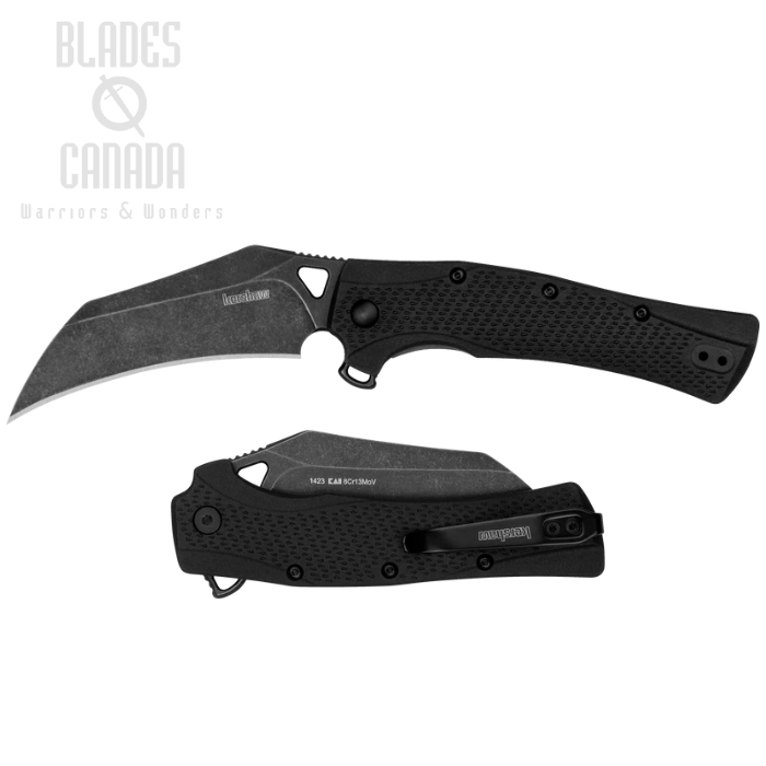 Kershaw Dawnstar Flipper Folding Knife, Assisted Opening, BlackWash Coating, GFN Black, 1423