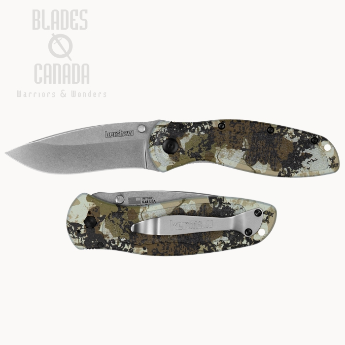 Kershaw Blur Folding Knife, 14C28N Stonewash, Aluminum Kings Camo, 1670KC (image for) Kershaw Blur Folding Knife, 14C28N Stonewash, Aluminum Kings Camo, 1670KC