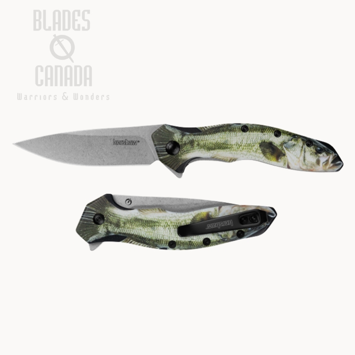 Kershaw Shorline Flipper Folding Knife, Stonewash Blade, Aluminum Bass, 1845BASS (image for) Kershaw Shorline Flipper Folding Knife, Stonewash Blade, Aluminum Bass, 1845BASS