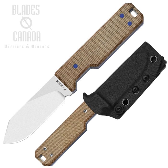 Kizer Abrams Fixed Blade Knife, CPM-3V Stonewash, Micarta Brown Norplex, Kydex Sheath, KI1133A2 (image for) Kizer Abrams Fixed Blade Knife, CPM-3V Stonewash, Micarta Brown Norplex, Kydex Sheath, KI1133A2
