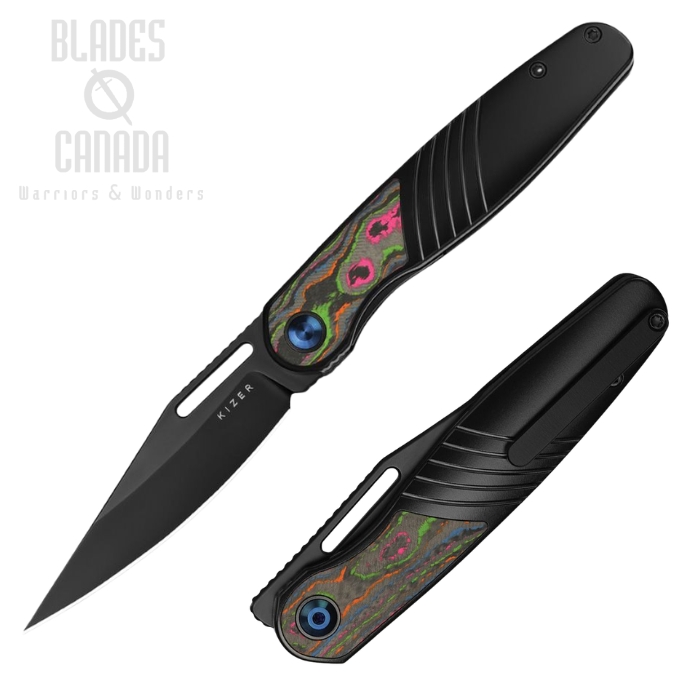 Kizer Raze Framelock Folding Knife, S45VN Black, Titanium Black/CF 80's Camo, 3720A1 (image for) Kizer Raze Framelock Folding Knife, S45VN Black, Titanium Black/CF 80's Camo, 3720A1