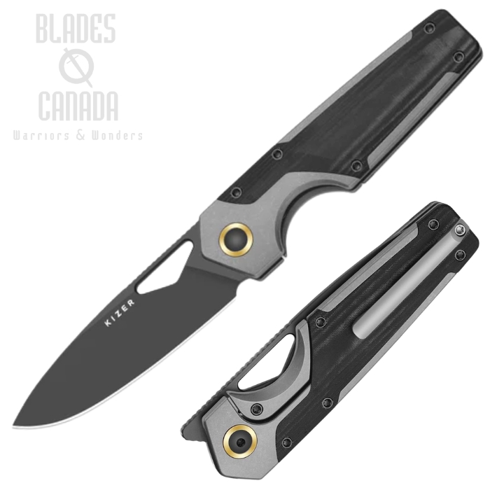 Kizer Serpentine Framelock Folding Knife, Elmax Black, Titanium/Micarta Black, KI3759FDA2 (image for) Kizer Serpentine Framelock Folding Knife, Elmax Black, Titanium/Micarta Black, KI3759FDA2