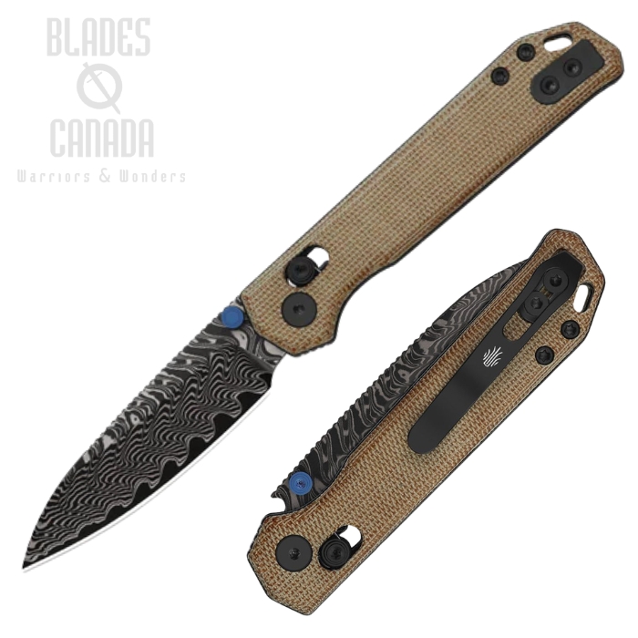 Kizer Begleiter 2.9 Clutch Lock Folding Knife, Damascus Acid Wash, Micarta UltreX Brown, V3458.2CDA2 (image for) Kizer Begleiter 2.9 Clutch Lock Folding Knife, Damascus Acid Wash, Micarta UltreX Brown, V3458.2CDA2