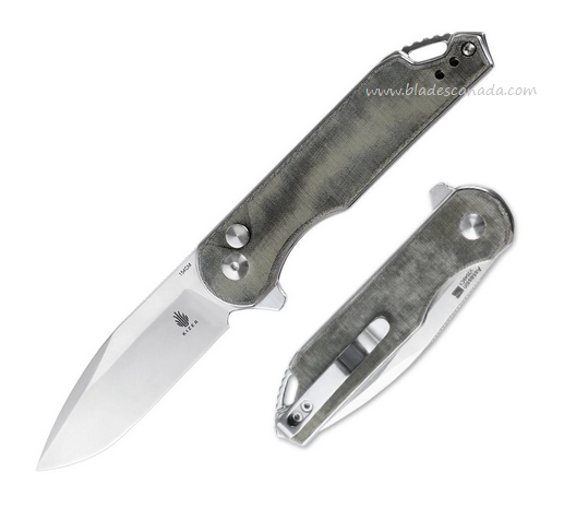 Kizer Assassin Button Lock Flipper Folding Knife, 154CM, Micarta Green, V3549C1