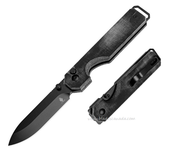 Kizer KUH Button Lock Folding Knife, 154CM Black, Micarta Black, V3649C1