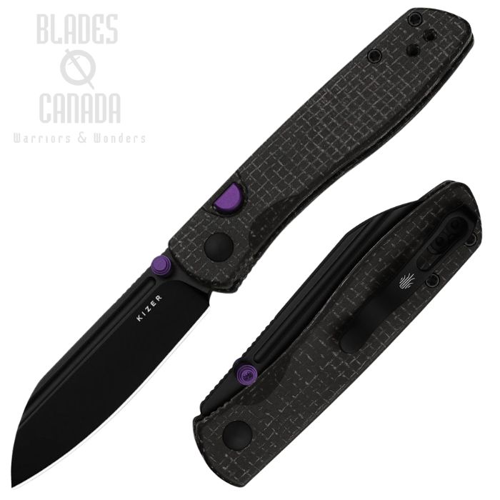 Kizer Renissance Button Lock Folding Knife, N690 Black, Micarta Black, V3698A1 (image for) Kizer Renissance Button Lock Folding Knife, N690 Black, Micarta Black, V3698A1