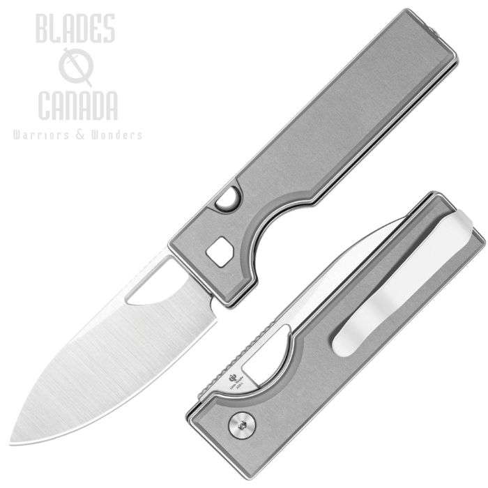 Kizer Little Ringbo Button Lock Folding Knife, AEB-L Satin, Aluminum Silver, V3708A1 (image for) Kizer Little Ringbo Button Lock Folding Knife, AEB-L Satin, Aluminum Silver, V3708A1