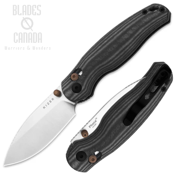 Kizer Phoca CD Clutch Lock Folding Knife, 14C28N Satin, Norplex UltreX Micarta Black, V3781CDA1 (image for) Kizer Phoca CD Clutch Lock Folding Knife, 14C28N Satin, Norplex UltreX Micarta Black, V3781CDA1