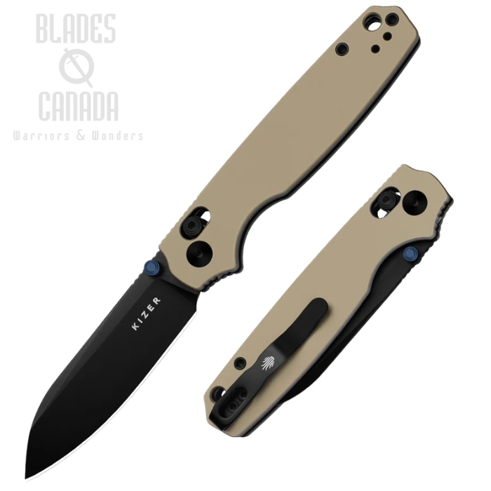 Kizer Pokiman Clutch Lock Folding Knife, AEB-L Black, Aluminum Tan, V3789A6 (image for) Kizer Pokiman Clutch Lock Folding Knife, AEB-L Black, Aluminum Tan, V3789A6