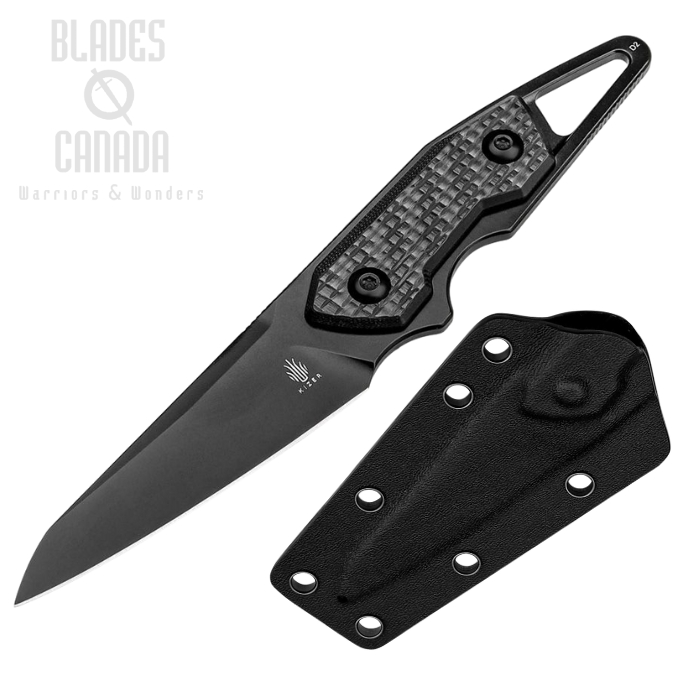 Kizer Groom Fixed Blade Knife, D2 Black, Carbon Fiber, 1060A2