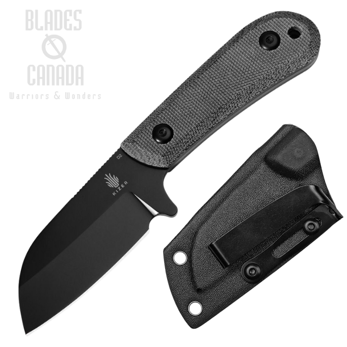 Kizer Deckhand Fixed Blade Knife, D2 Black, Micarta Black/G10, 1062A2