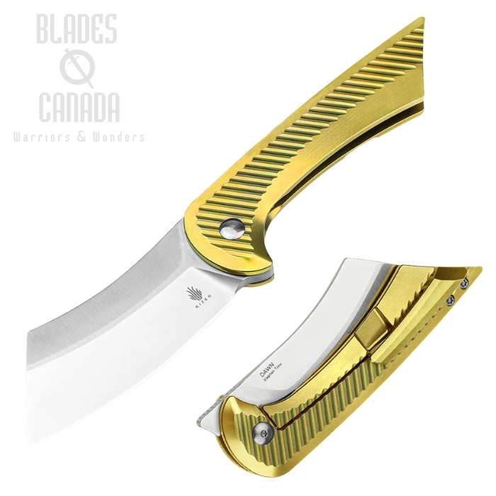 Kizer Dawn Framelock Folding Knife, CPM S35VN Satin, Titanium Gold Ano, 3673A1 (image for) Kizer Dawn Framelock Folding Knife, CPM S35VN Satin, Titanium Gold Ano, 3673A1