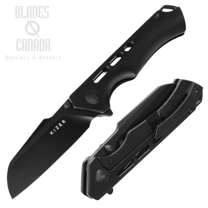Kizer Crest Flipper Framelock Knife, S35VN Black, Titanium Black, KI3714A2 Kizer Crest Flipper Framelock Knife, S35VN Black, Titanium Black, KI3714A2