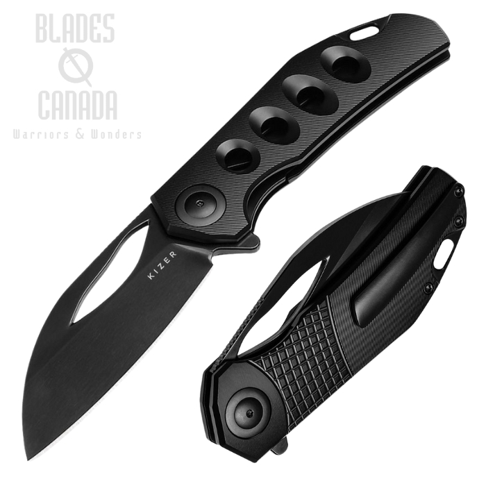 Kizer Hawk Flipper Folding Knife, M390 Black, Titanium Black Textured, KI4683A1 Kizer Hawk Flipper Folding Knife, M390 Black, Titanium Black Textured, KI4683A1