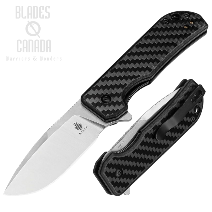 Kizer Nice Guy Flipper Folding knife, Nitro-V Satin, Carbon Fiber/G10, V3011C1