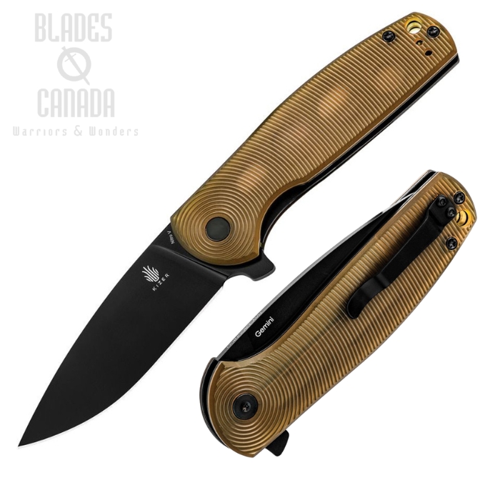 Kizer Gemini Flipper Folding Knife, Nitro-V Black, PEI Handle, V3471A3