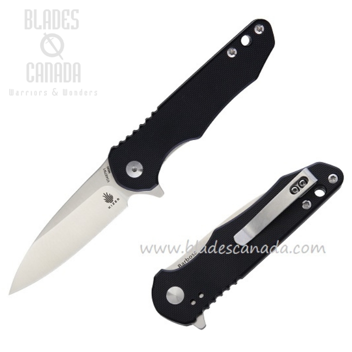 Kizer Vanguard Barbosa Flipper Folding Knife, N690, G10 Black, V3487N1